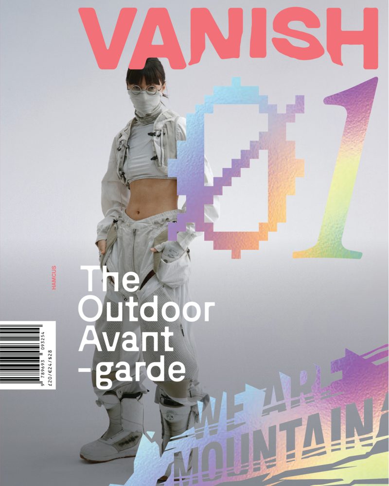 Vanish Outdoor Magazine Issue 01 cover featuring Hamcus design, avant-garde technical outdoor fashion