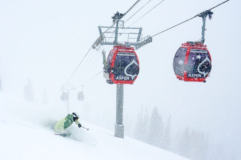 aspen gondola winter skier